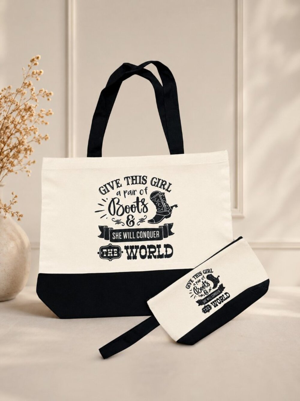 NWT Cowgirl Tote Bag & Cosmetic Pouch Set | Western Horse Lover Gift